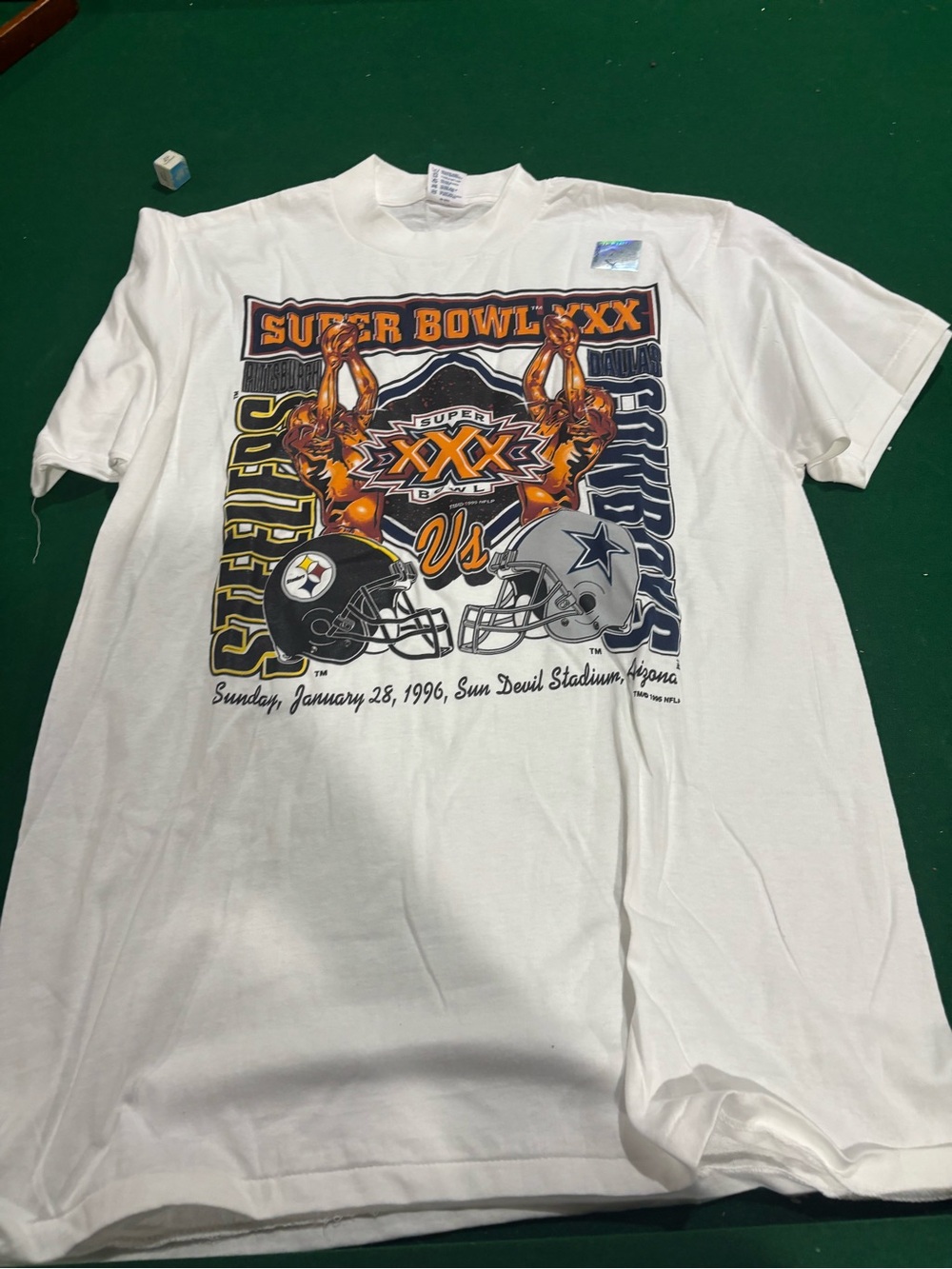 Vintage Super Bowl XXX White Graphic Tee - Steelers vs Cowboys